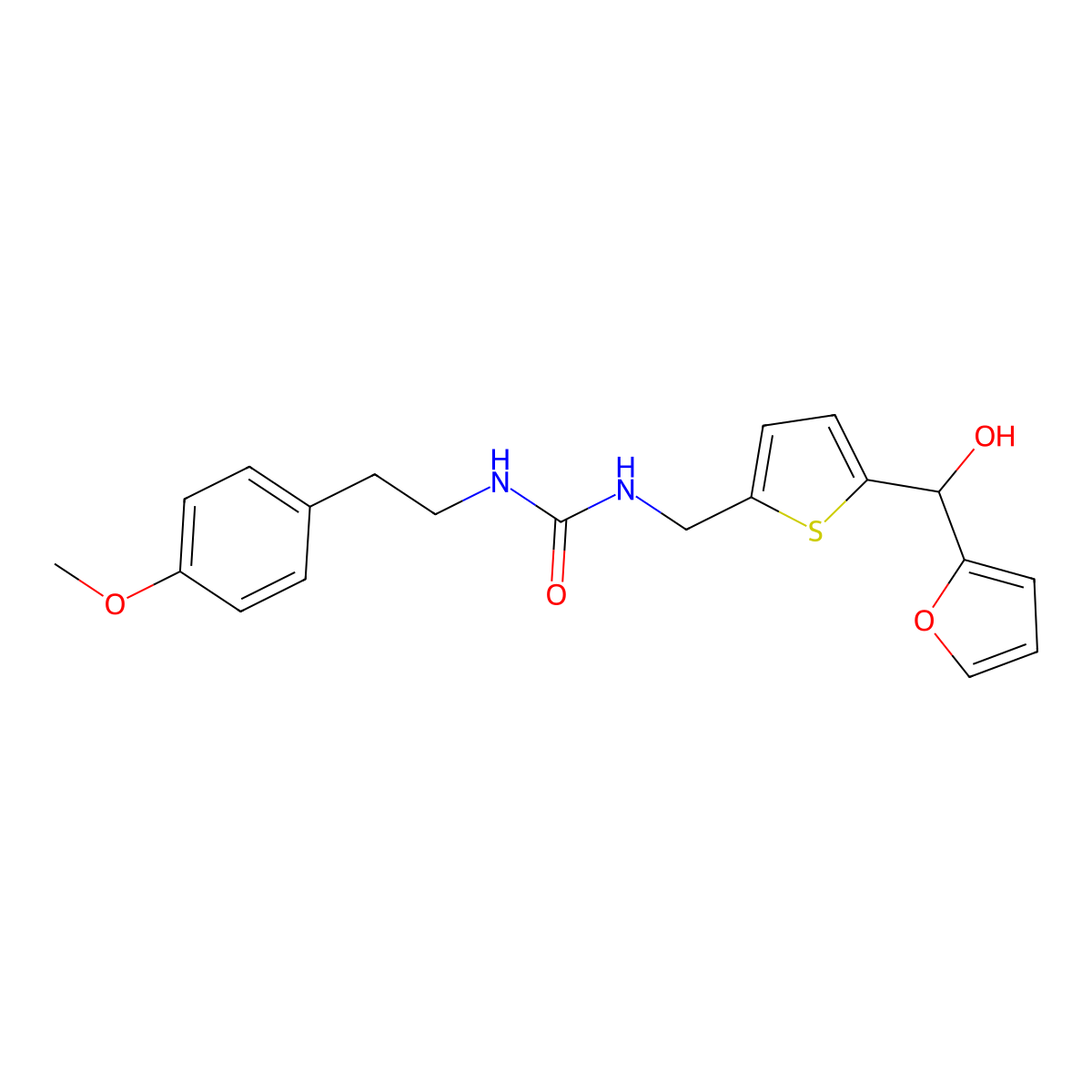 1-((5-(Furan-2-yl(hydroxy)methyl)thiophen-2-yl)methyl)-3-(4-methoxyphenethyl)urea molecular structure, CAS 1788844-66-5