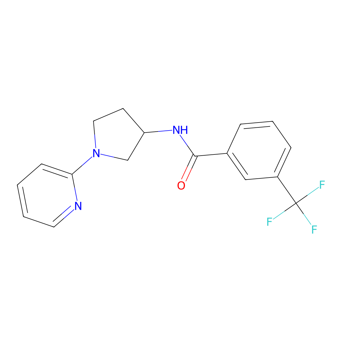 N-(1-(pyridin-2-yl)pyrrolidin-3-yl)-3-(trifluoromethyl)benzamide molecular structure, CAS 1788844-86-9