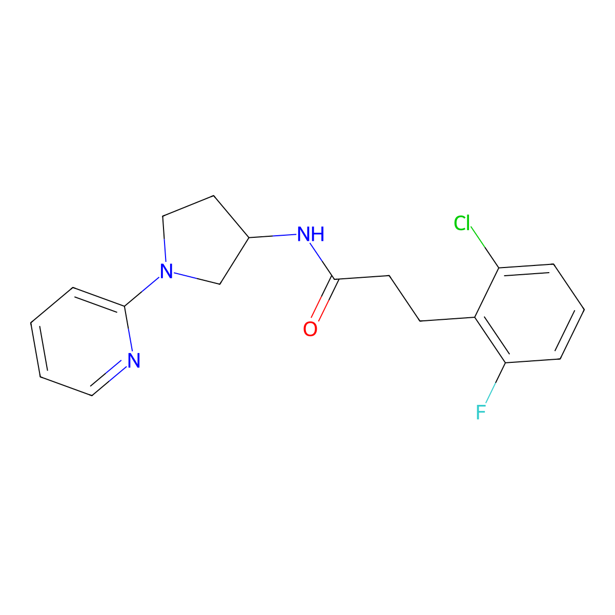3-(2-chloro-6-fluorophenyl)-N-(1-(pyridin-2-yl)pyrrolidin-3-yl)propanamide molecular structure, CAS 1788845-02-2