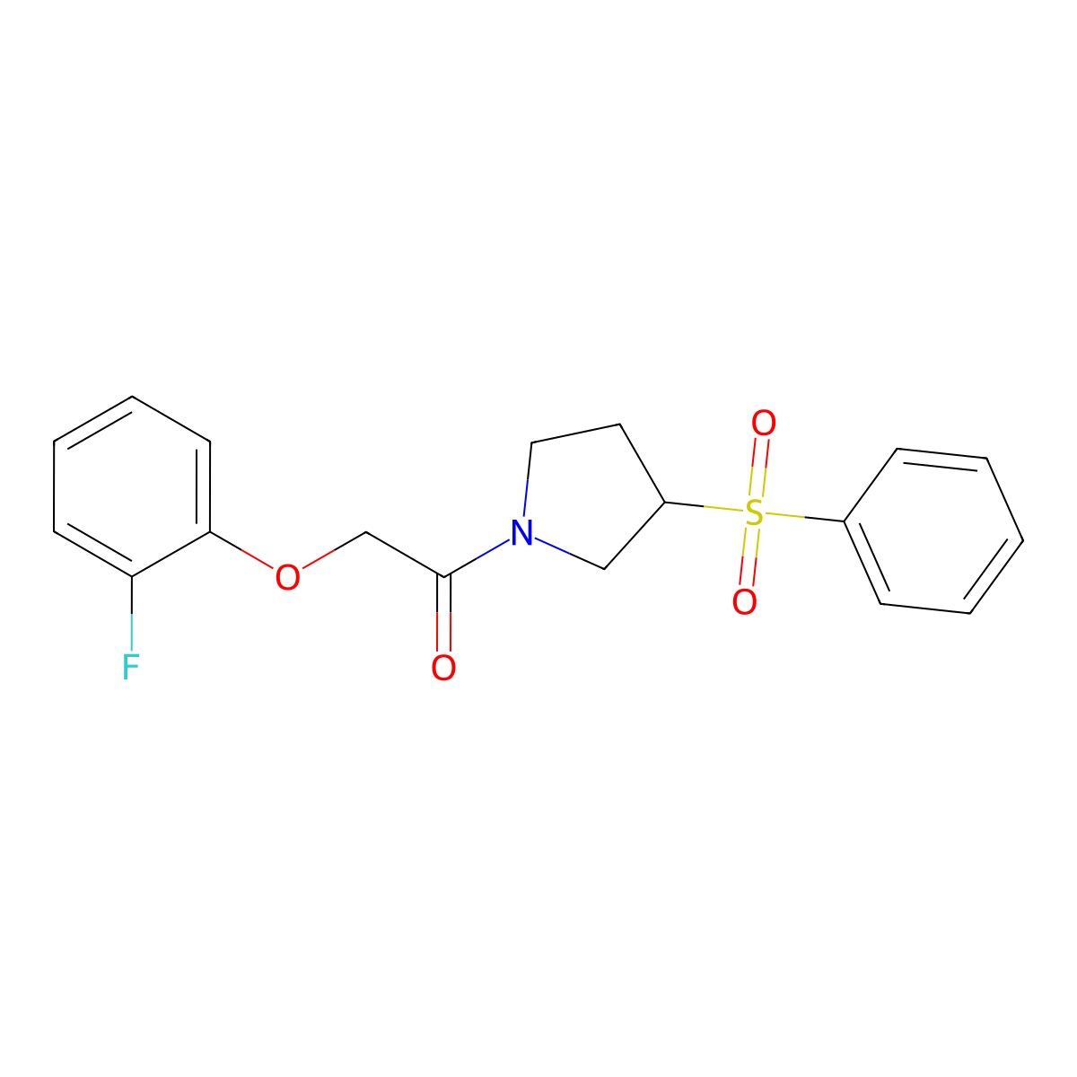 2-(2-Fluorophenoxy)-1-(3-(phenylsulfonyl)pyrrolidin-1-yl)ethanone molecular structure, CAS 1788845-35-1
