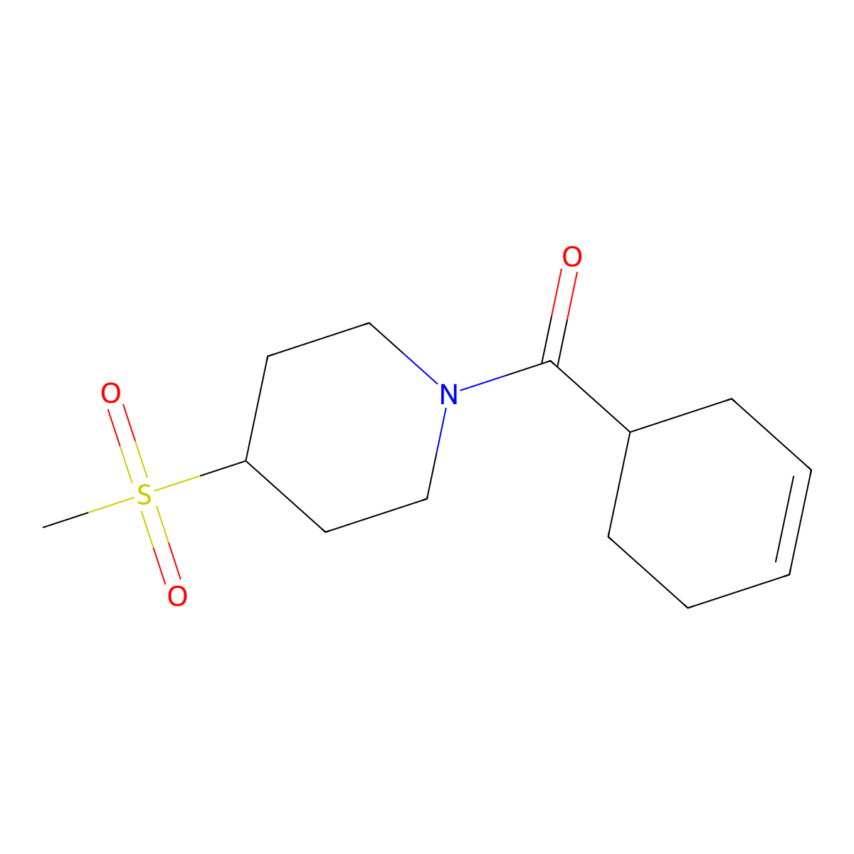 Cyclohex-3-en-1-yl(4-(methylsulfonyl)piperidin-1-yl)methanone molecular structure, CAS 1788845-45-3