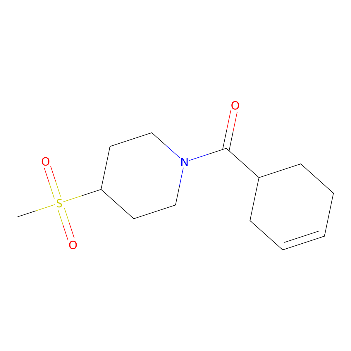 Cyclohex-3-en-1-yl(4-(methylsulfonyl)piperidin-1-yl)methanone molecular structure, CAS 1788845-45-3