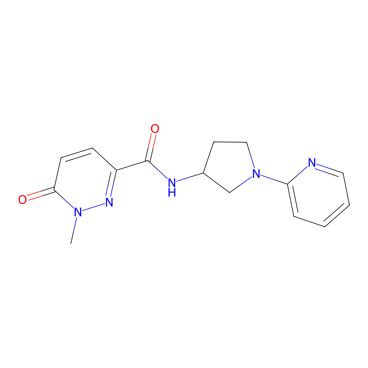 1-methyl-6-oxo-N-(1-(pyridin-2-yl)pyrrolidin-3-yl)-1,6-dihydropyridazine-3-carboxamide molecular structure, CAS 1788845-53-3