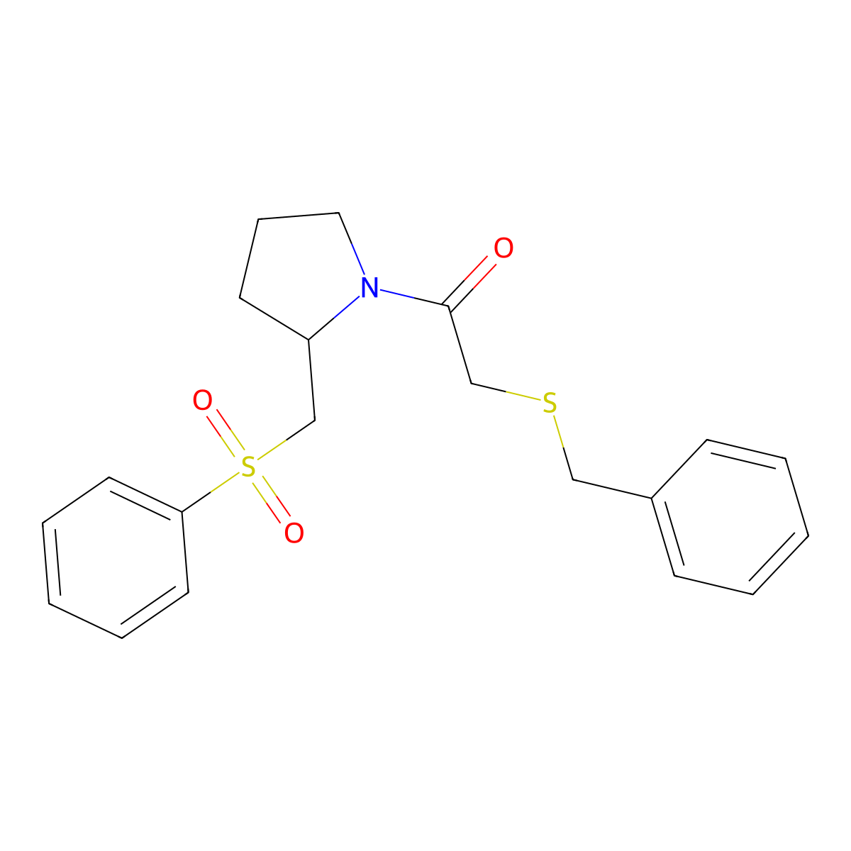 2-(Benzylthio)-1-(2-((phenylsulfonyl)methyl)pyrrolidin-1-yl)ethanone molecular structure, CAS 1788845-55-5