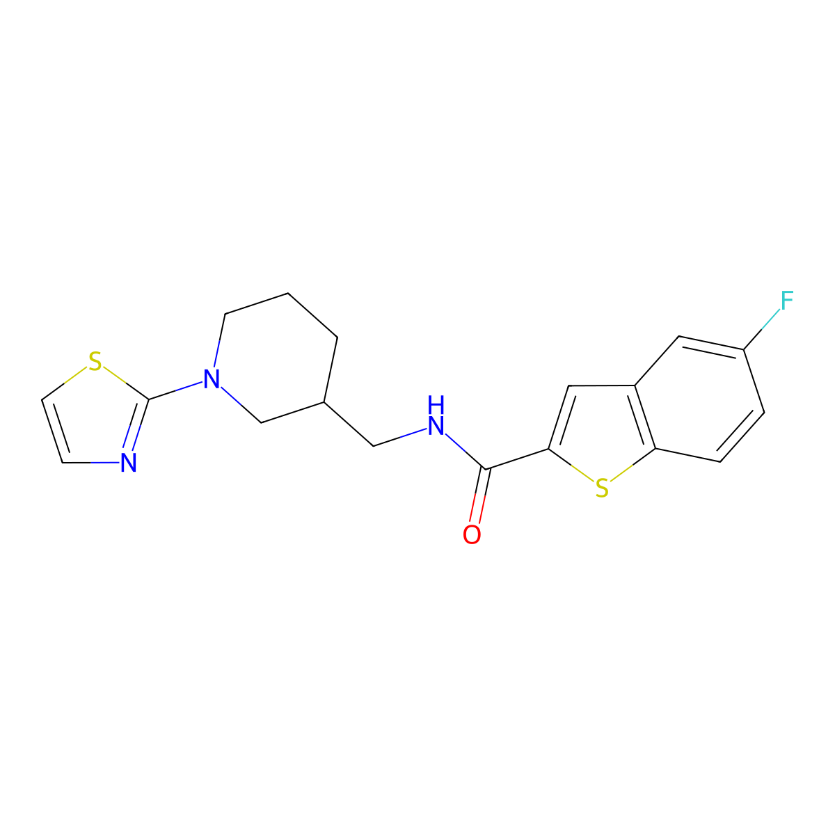 5-fluoro-N-((1-(thiazol-2-yl)piperidin-3-yl)methyl)benzo[b]thiophene-2-carboxamide molecular structure, CAS 1788846-00-3