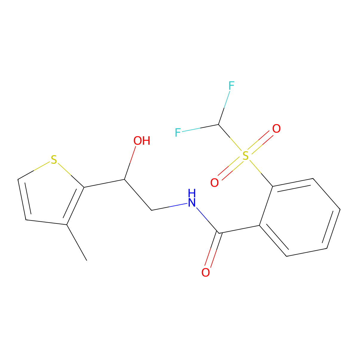 2-((difluoromethyl)sulfonyl)-N-(2-hydroxy-2-(3-methylthiophen-2-yl)ethyl)benzamide molecular structure, CAS 1788846-39-8