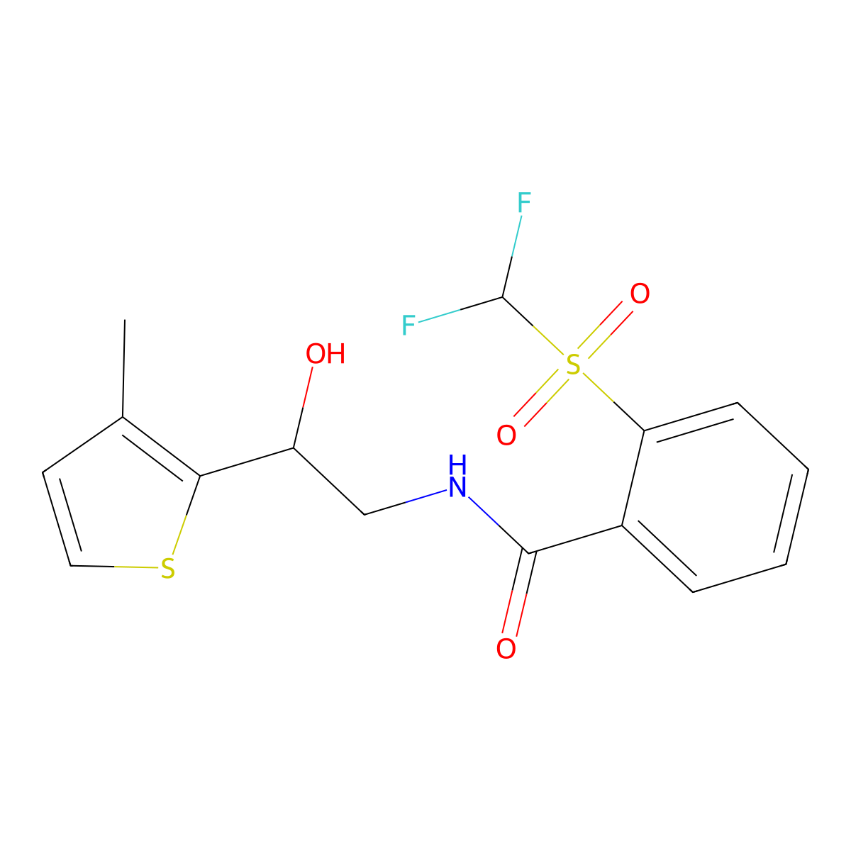 2-((difluoromethyl)sulfonyl)-N-(2-hydroxy-2-(3-methylthiophen-2-yl)ethyl)benzamide molecular structure, CAS 1788846-39-8