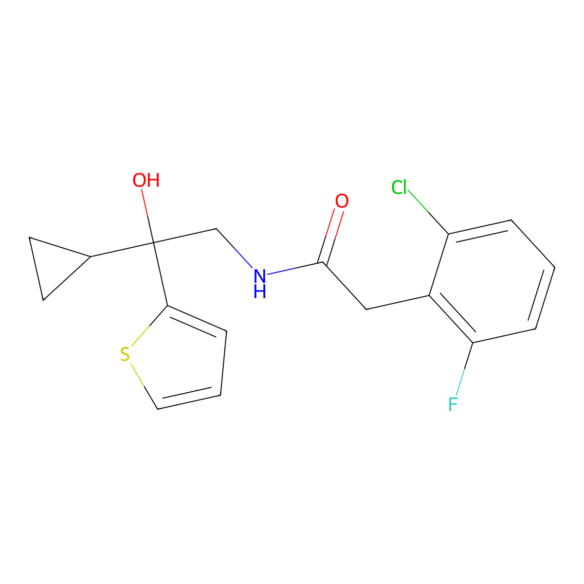 2-(2-chloro-6-fluorophenyl)-N-[2-cyclopropyl-2-hydroxy-2-(thiophen-2-yl)ethyl]acetamide molecular structure, CAS 1788846-54-7