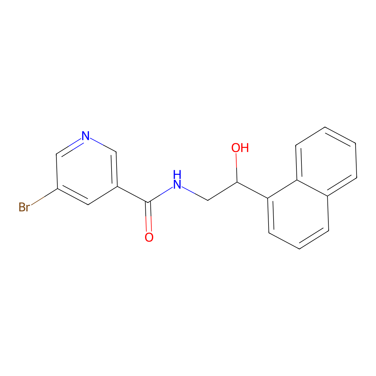 5-bromo-N-(2-hydroxy-2-(naphthalen-1-yl)ethyl)nicotinamide molecular structure, CAS 1788846-63-8