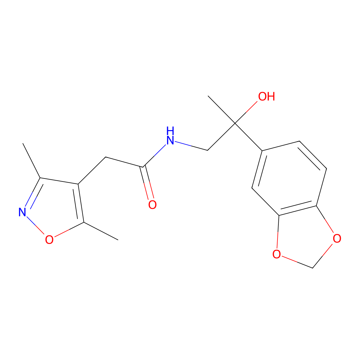 N-(2-(benzo[d][1,3]dioxol-5-yl)-2-hydroxypropyl)-2-(3,5-dimethylisoxazol-4-yl)acetamide molecular structure, CAS 1788846-74-1