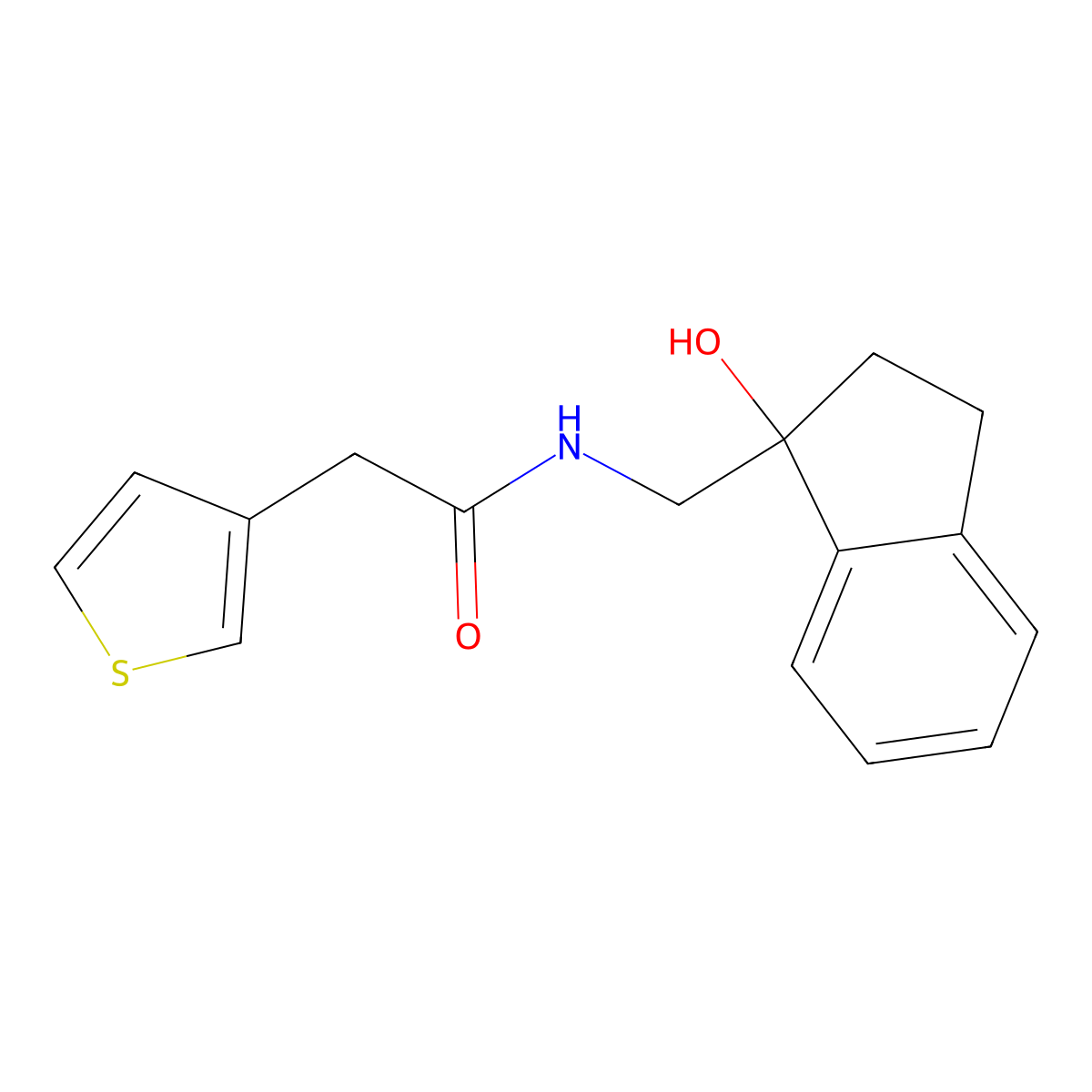N-[(1-hydroxy-2,3-dihydro-1H-inden-1-yl)methyl]-2-(thiophen-3-yl)acetamide molecular structure, CAS 1788846-90-1