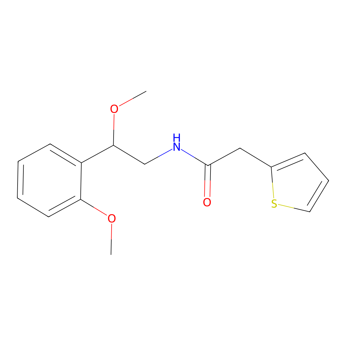 N-[2-methoxy-2-(2-methoxyphenyl)ethyl]-2-(thiophen-2-yl)acetamide molecular structure, CAS 1788846-95-6
