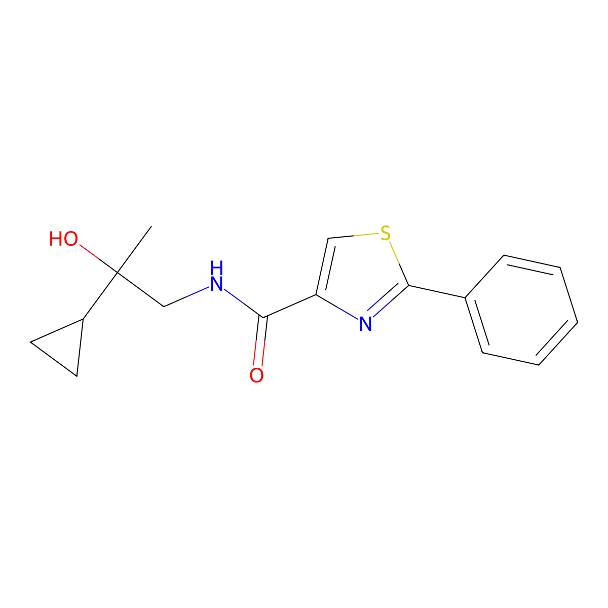 N-(2-cyclopropyl-2-hydroxypropyl)-2-phenylthiazole-4-carboxamide molecular structure, CAS 1788846-99-0