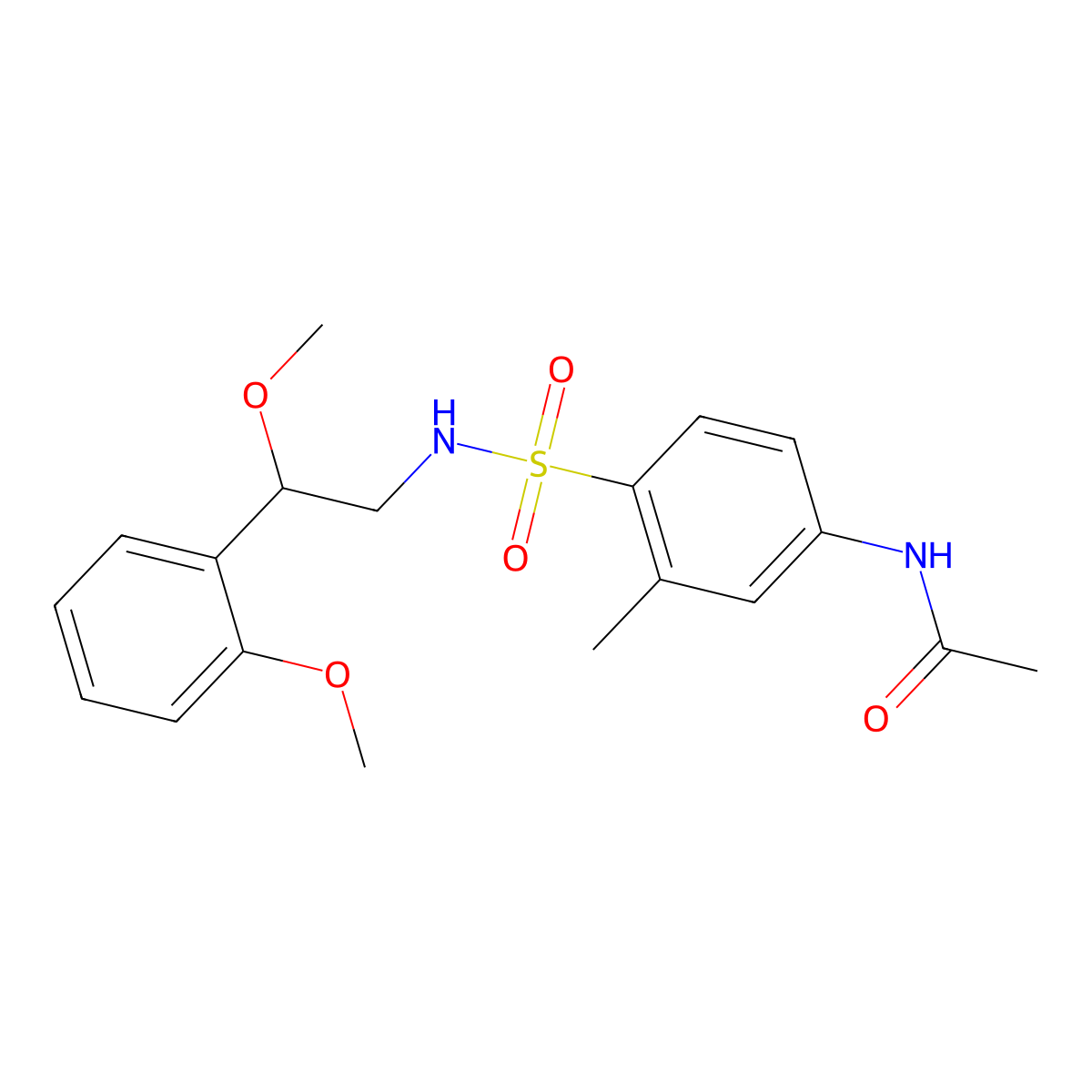 N-(4-(N-(2-methoxy-2-(2-methoxyphenyl)ethyl)sulfamoyl)-3-methylphenyl)acetamide molecular structure, CAS 1788847-26-6