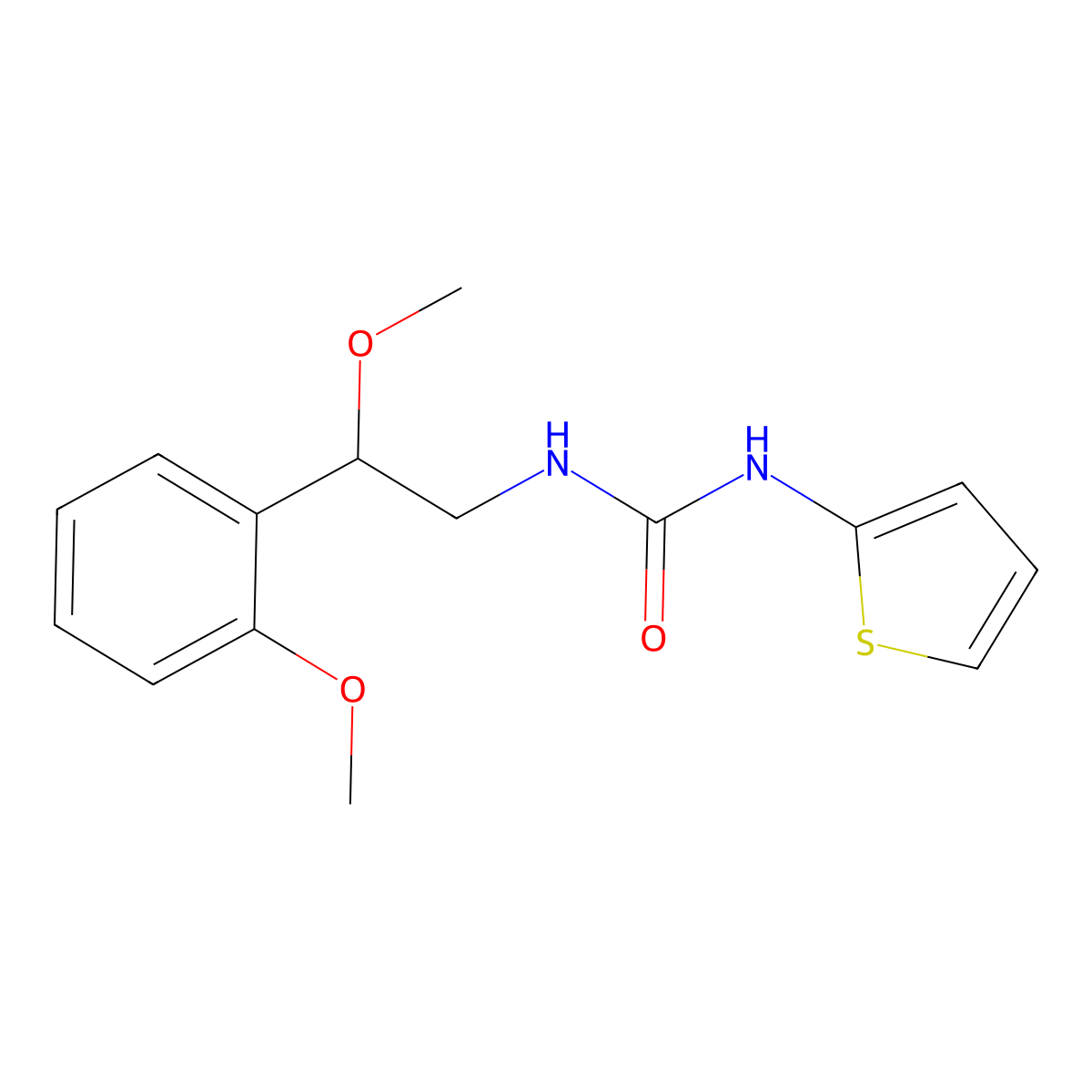 1-[2-Methoxy-2-(2-methoxyphenyl)ethyl]-3-(thiophen-2-yl)urea molecular structure, CAS 1788847-50-6