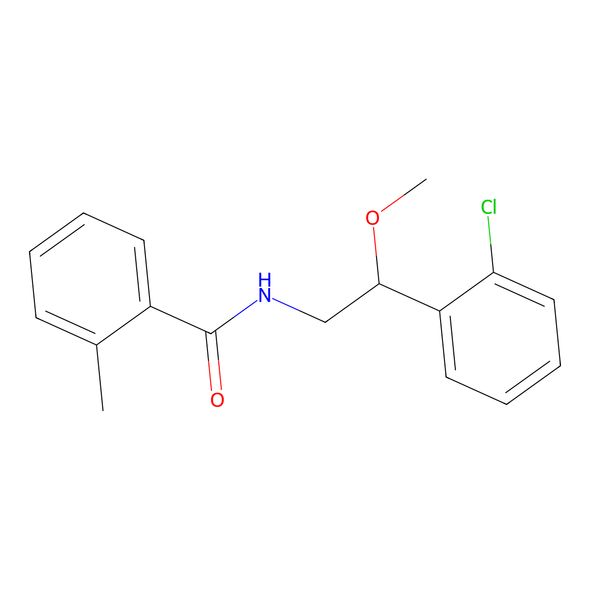 N-[2-(2-chlorophenyl)-2-methoxyethyl]-2-methylbenzamide molecular structure, CAS 1788847-77-7