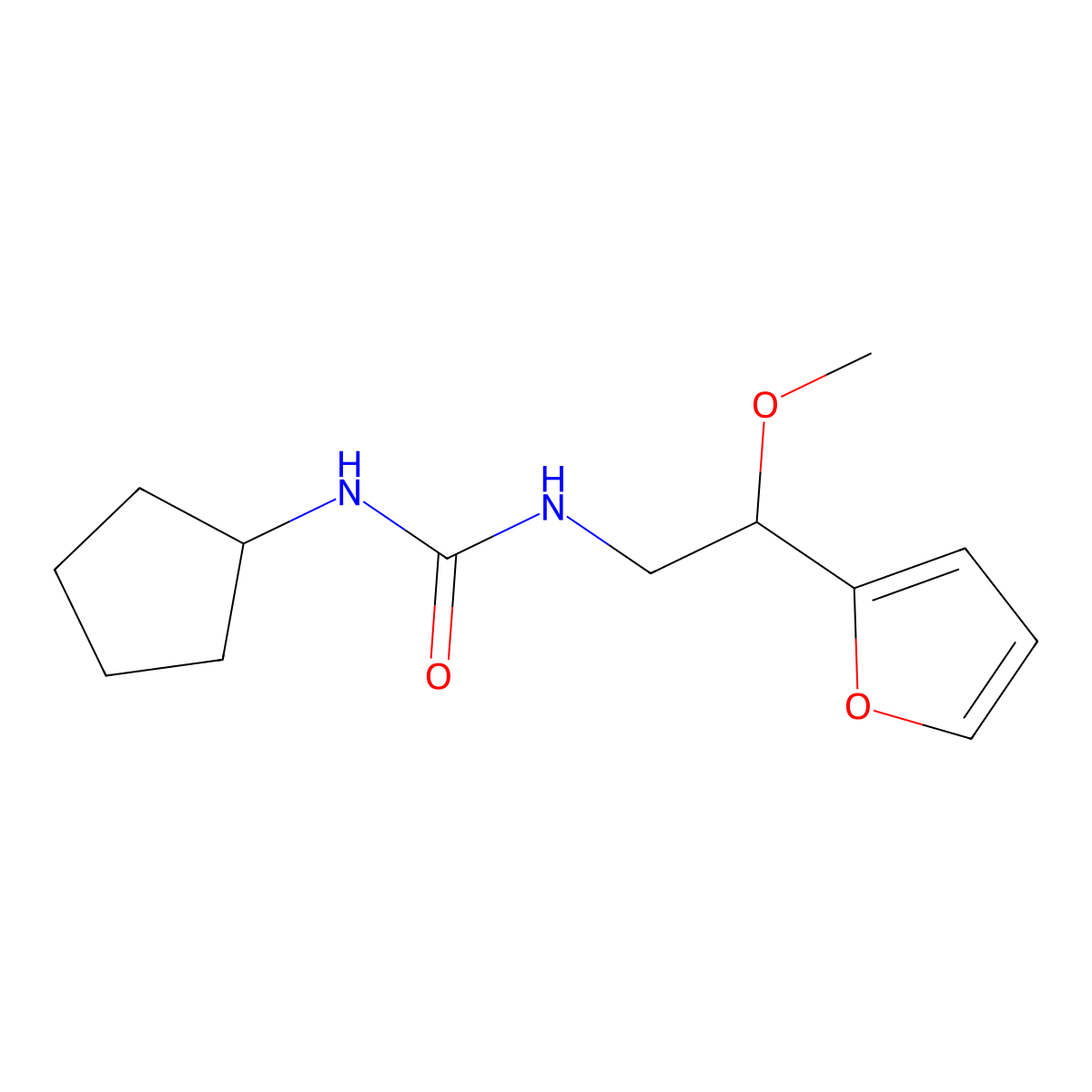 1-Cyclopentyl-3-[2-(furan-2-yl)-2-methoxyethyl]urea molecular structure, CAS 1788848-59-8