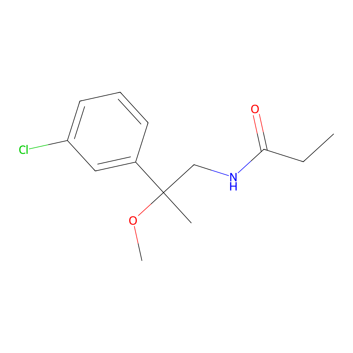 N-(2-(3-chlorophenyl)-2-methoxypropyl)propionamide molecular structure, CAS 1788848-65-6