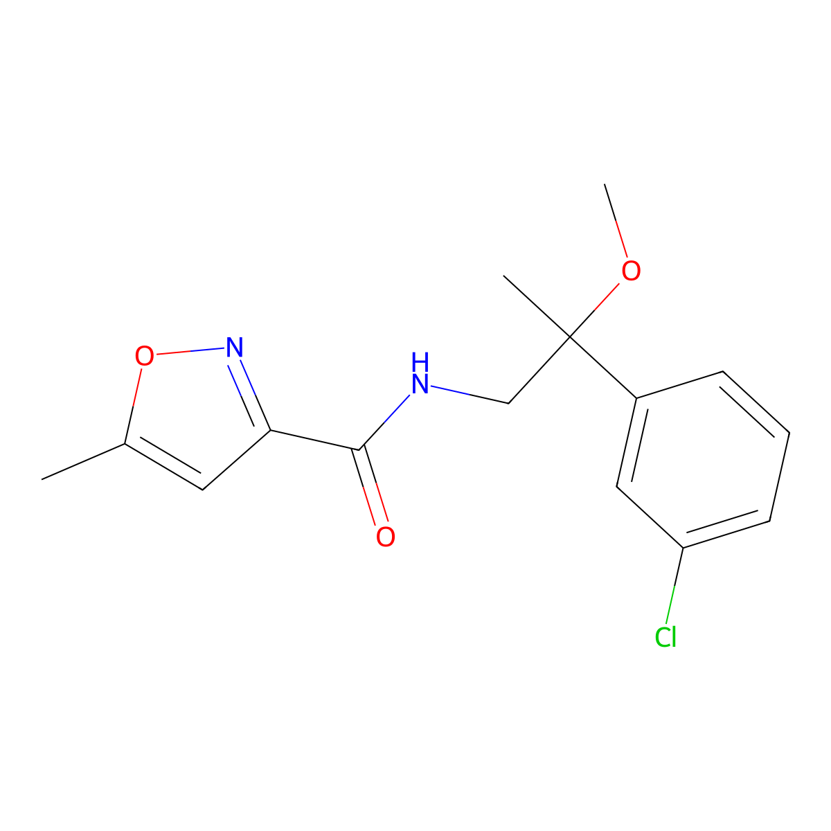 N-(2-(3-chlorophenyl)-2-methoxypropyl)-5-methylisoxazole-3-carboxamide molecular structure, CAS 1788848-77-0