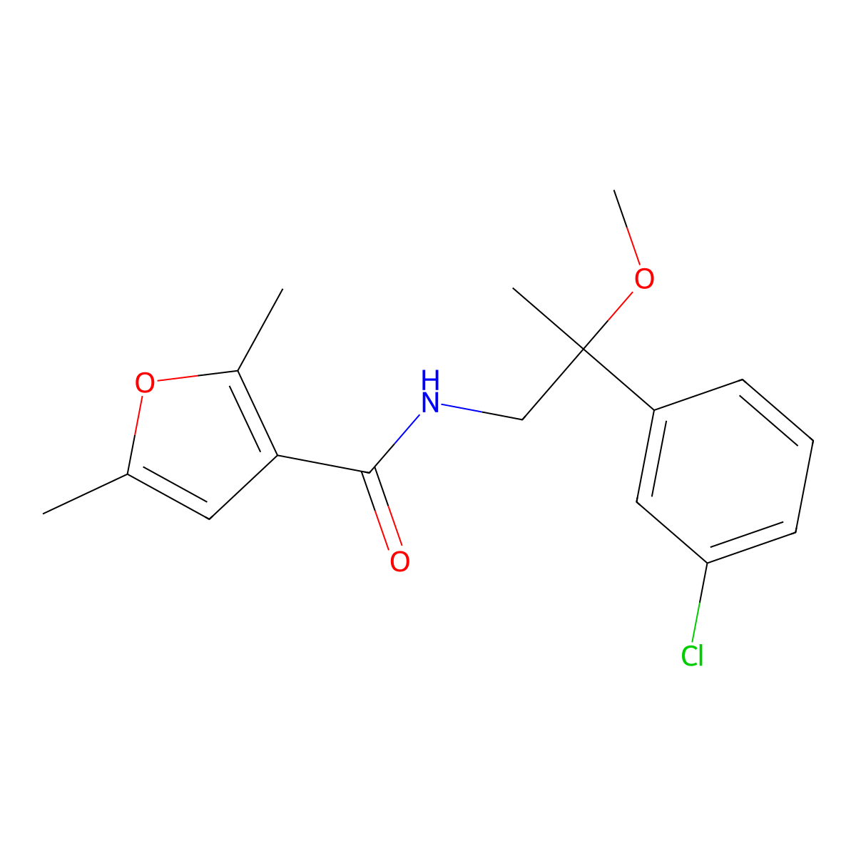 N-[2-(3-chlorophenyl)-2-methoxypropyl]-2,5-dimethylfuran-3-carboxamide molecular structure, CAS 1788849-02-4