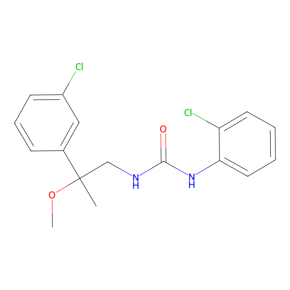1-(2-Chlorophenyl)-3-(2-(3-chlorophenyl)-2-methoxypropyl)urea molecular structure, CAS 1788849-60-4