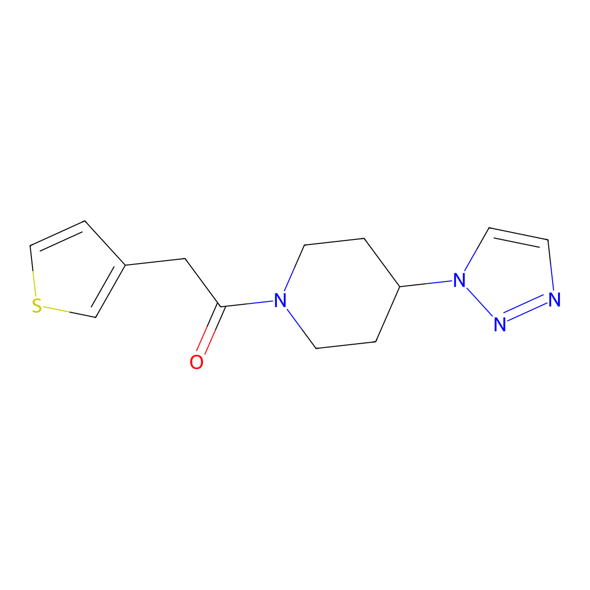 1-(4-(1H-1,2,3-triazol-1-yl)piperidin-1-yl)-2-(thiophen-3-yl)ethanone molecular structure, CAS 1788851-82-0