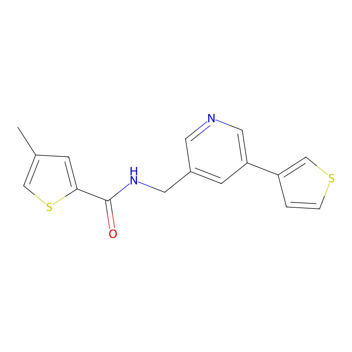 4-methyl-N-{[5-(thiophen-3-yl)pyridin-3-yl]methyl}thiophene-2-carboxamide molecular structure, CAS 1788852-03-8