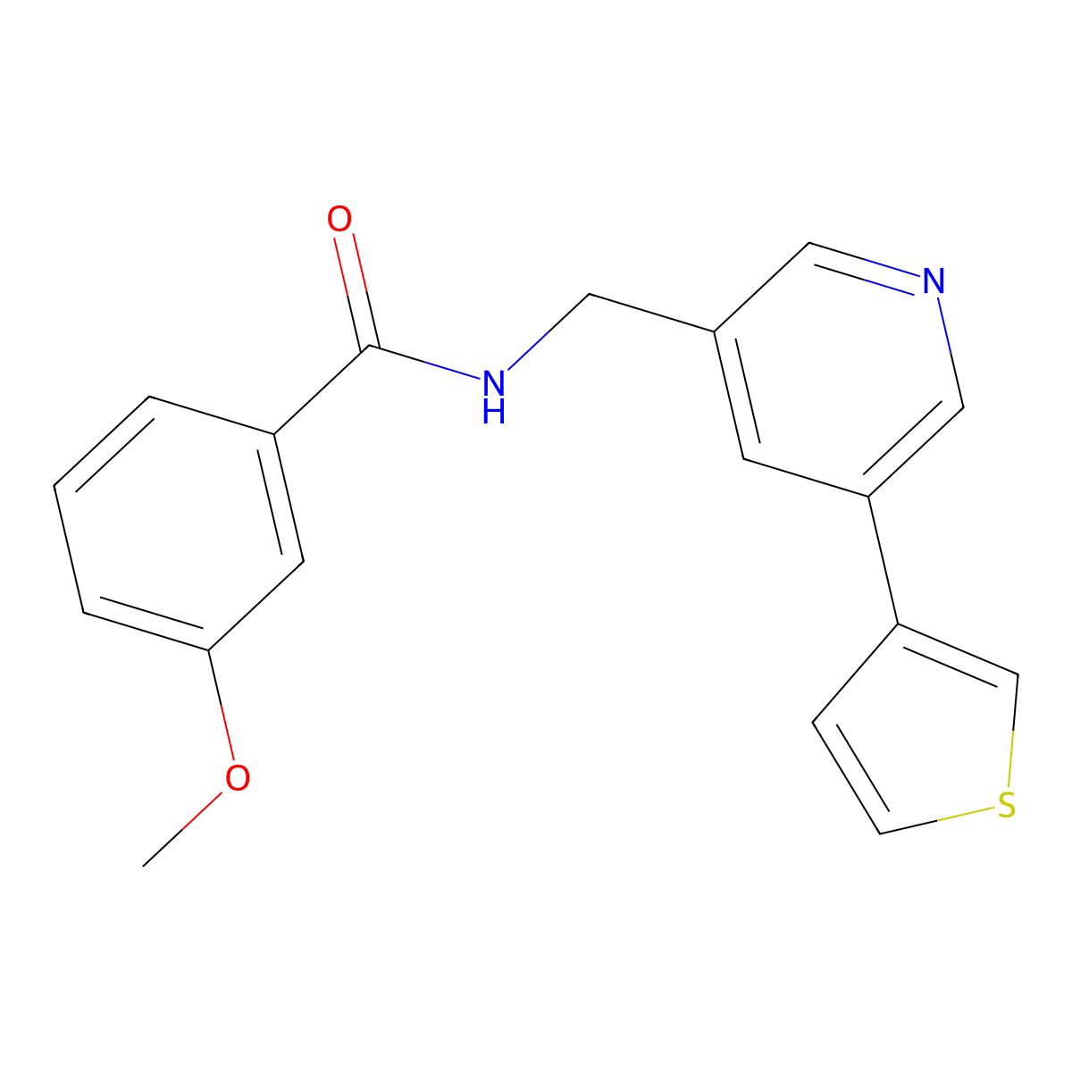 3-methoxy-N-((5-(thiophen-3-yl)pyridin-3-yl)methyl)benzamide molecular structure, CAS 1788852-08-3