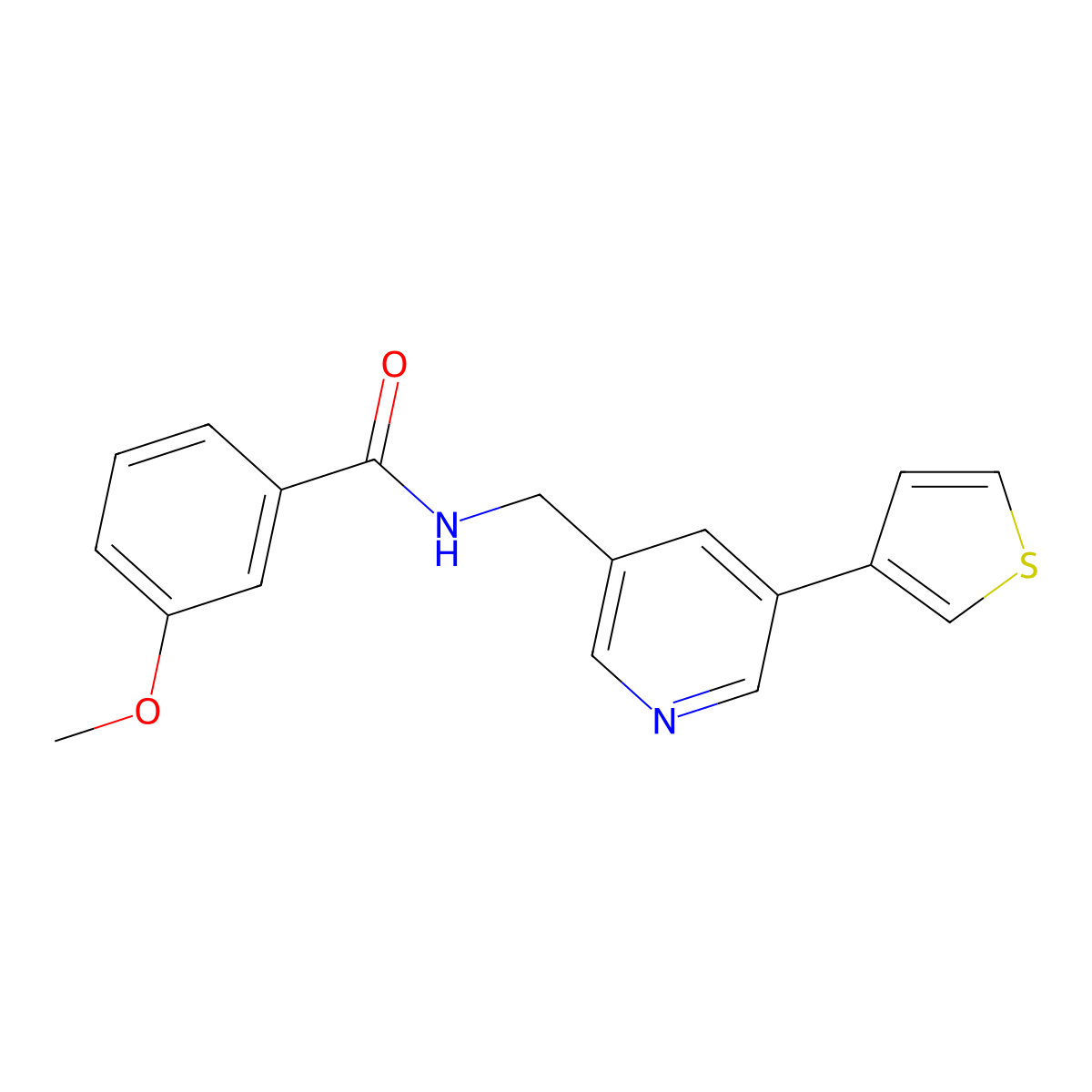 3-methoxy-N-((5-(thiophen-3-yl)pyridin-3-yl)methyl)benzamide molecular structure, CAS 1788852-08-3