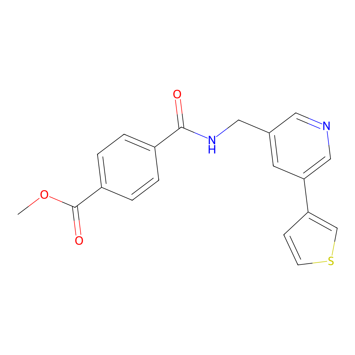 Methyl 4-({[5-(thiophen-3-yl)pyridin-3-yl]methyl}carbamoyl)benzoate molecular structure, CAS 1788852-13-0