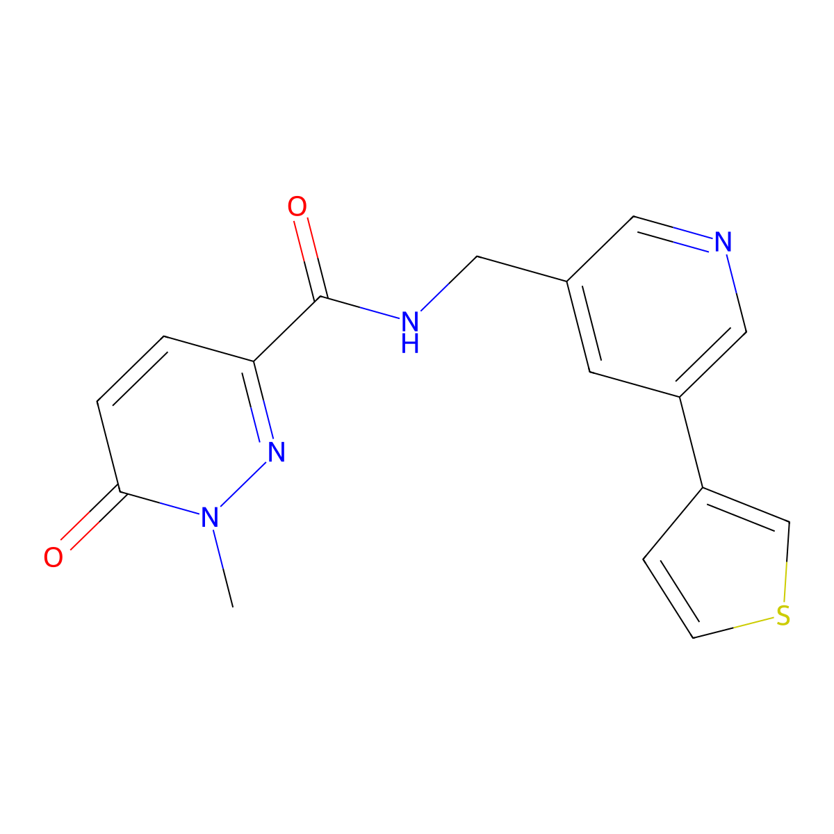 1-methyl-6-oxo-N-{[5-(thiophen-3-yl)pyridin-3-yl]methyl}-1,6-dihydropyridazine-3-carboxamide molecular structure, CAS 1788852-29-8