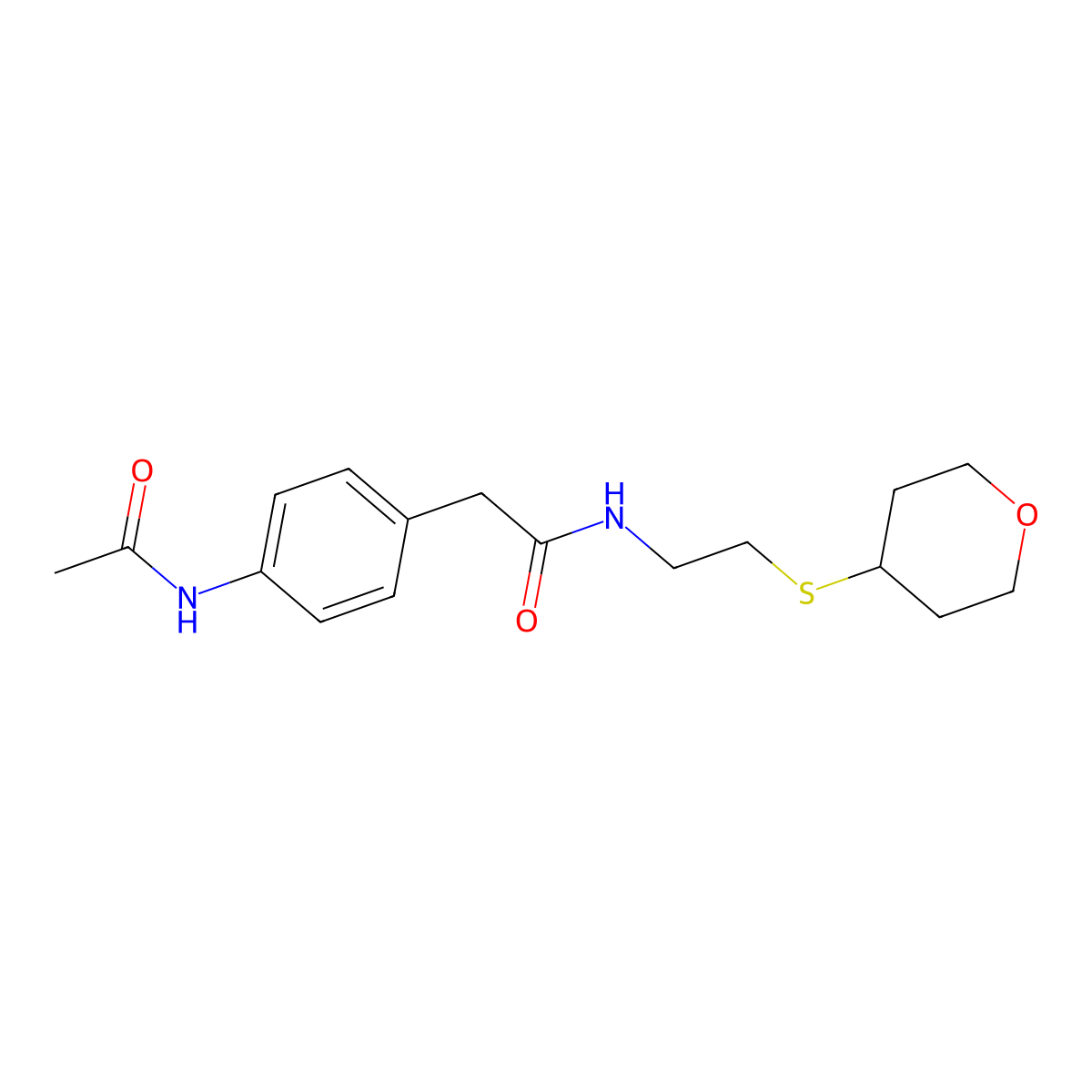 2-(4-acetamidophenyl)-N-[2-(oxan-4-ylsulfanyl)ethyl]acetamide molecular structure, CAS 1788852-52-7