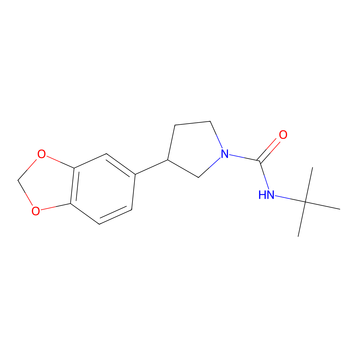 3-(benzo[d][1,3]dioxol-5-yl)-N-(tert-butyl)pyrrolidine-1-carboxamide molecular structure, CAS 1788862-75-8