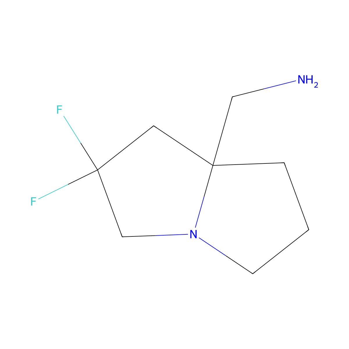 (2,2-Difluoro-hexahydro-1H-pyrrolizin-7a-yl)methanamine molecular structure, CAS 1788873-50-6