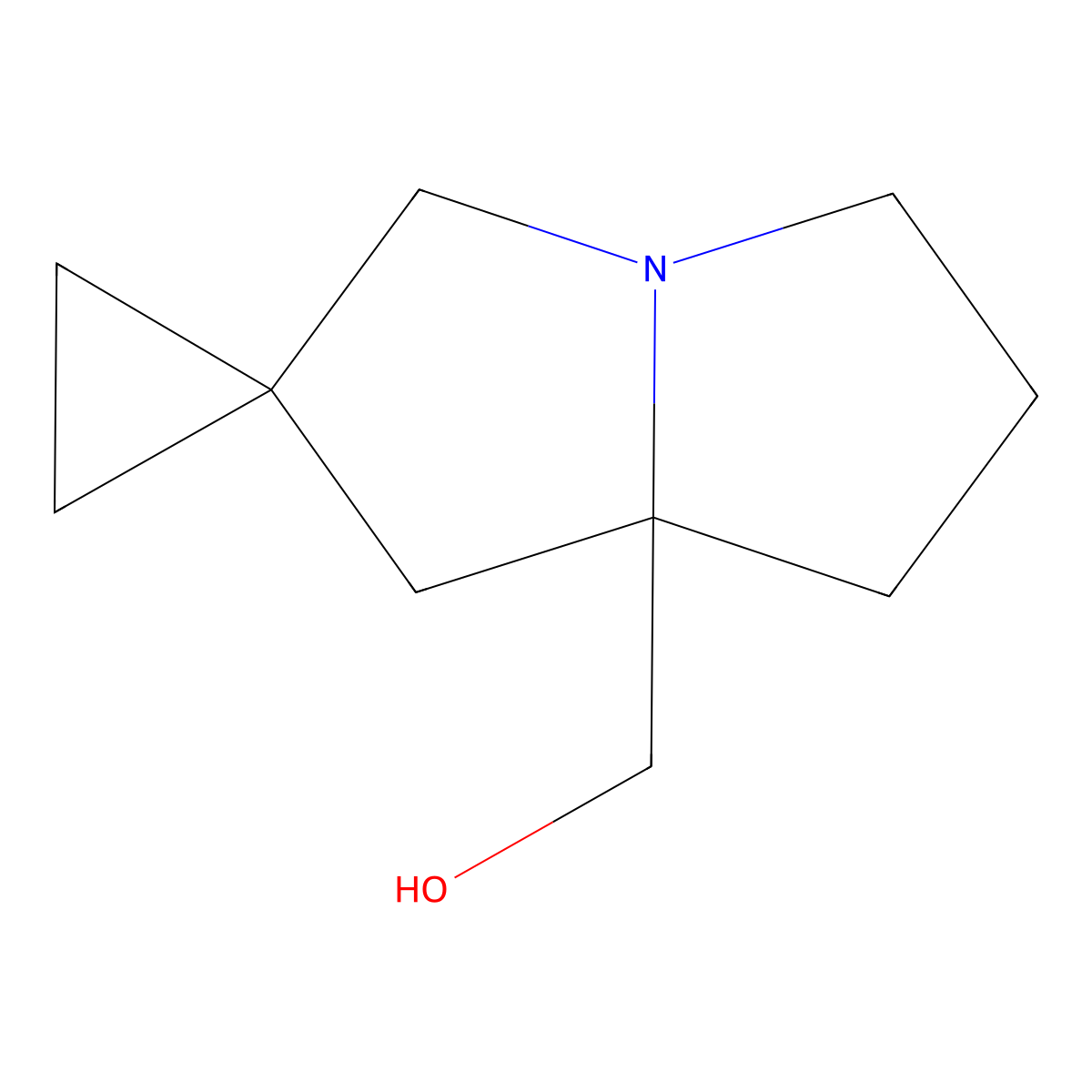 Spiro[2,3,5,7-tetrahydro-1H-pyrrolizine-6,1'-cyclopropane]-8-ylmethanol molecular structure, CAS 1788873-88-0