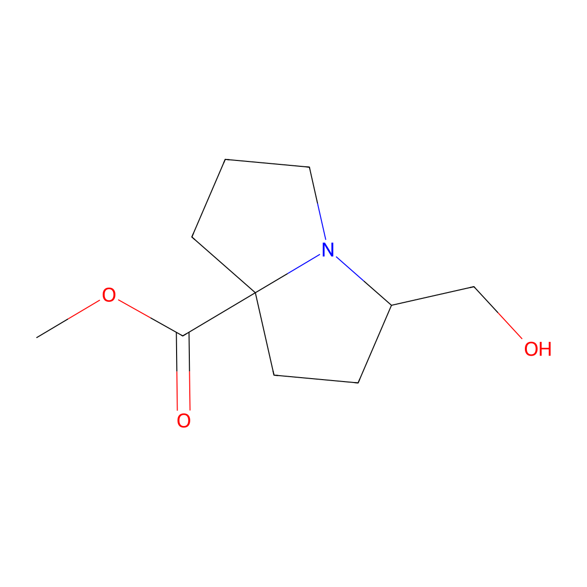 Methyl 3-(hydroxymethyl)hexahydro-1H-pyrrolizine-7a-carboxylate molecular structure, CAS 1788873-92-6