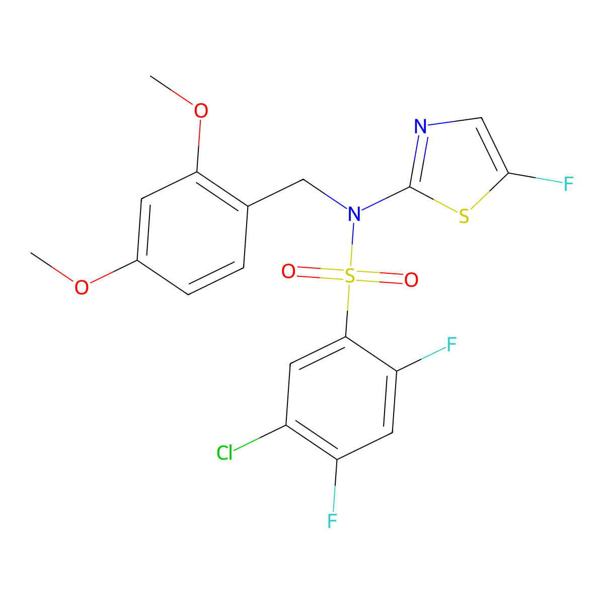 5-Chloro-N-(2,4-dimethoxybenzyl)-2,4-difluoro-N-(5-fluorothiazol-2-yl)benzenesulfonamide molecular structure, CAS 1788874-30-5