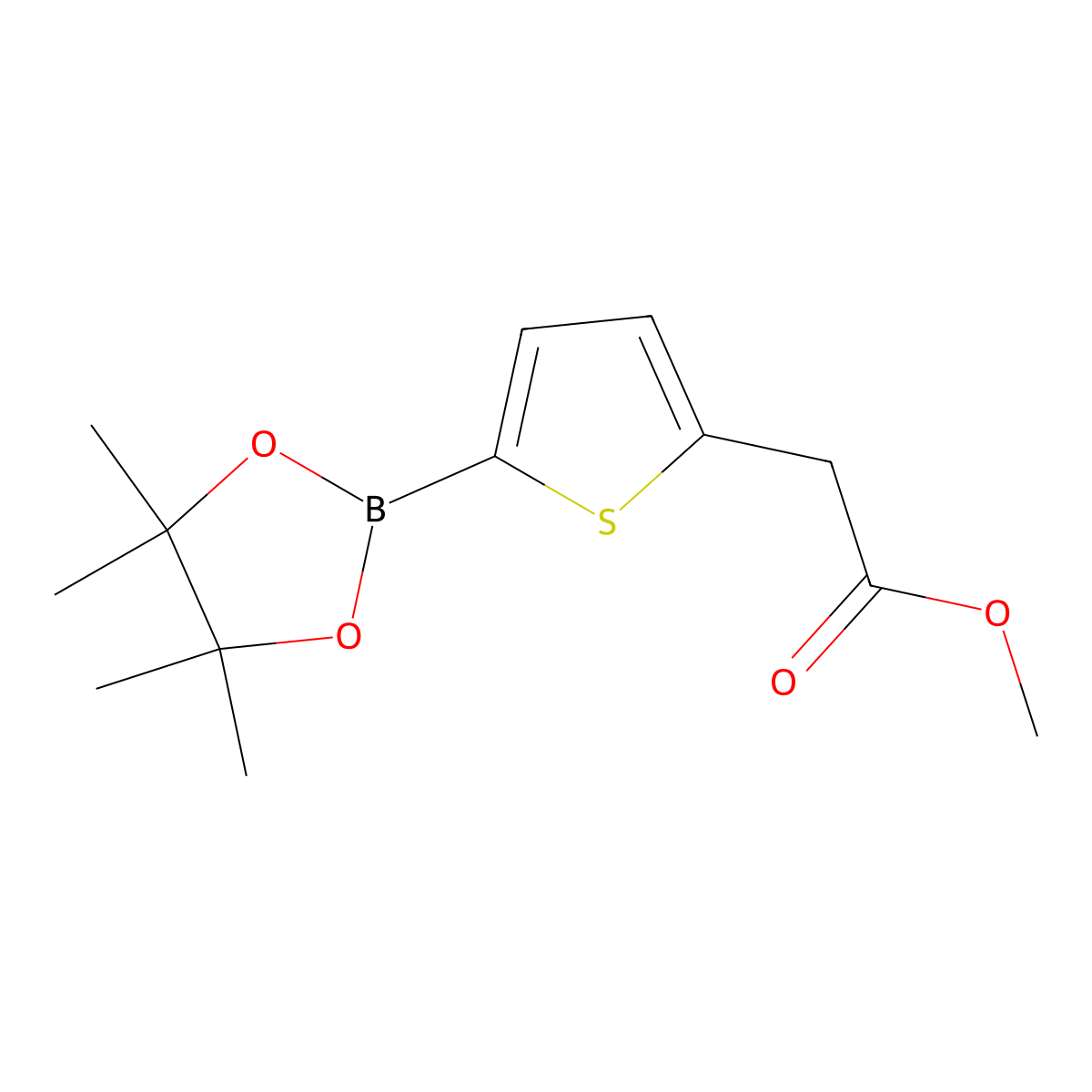 Methyl 2-(5-(4,4,5,5-tetramethyl-1,3,2-dioxaborolan-2-yl)thiophen-2-yl)acetate molecular structure, CAS 1788894-41-6
