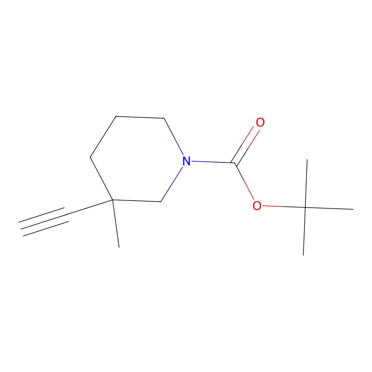 Tert-butyl 3-ethynyl-3-methylpiperidine-1-carboxylate molecular structure, CAS 1788908-18-8