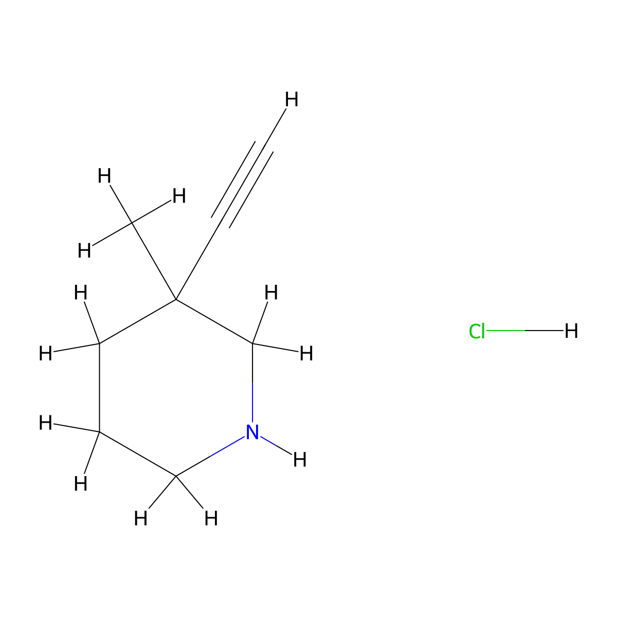 3-Ethynyl-3-methylpiperidine hydrochloride molecular structure, CAS 1788908-19-9