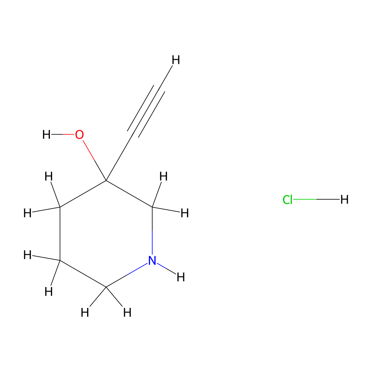 3-Ethynylpiperidin-3-ol hydrochloride molecular structure, CAS 1788908-20-2
