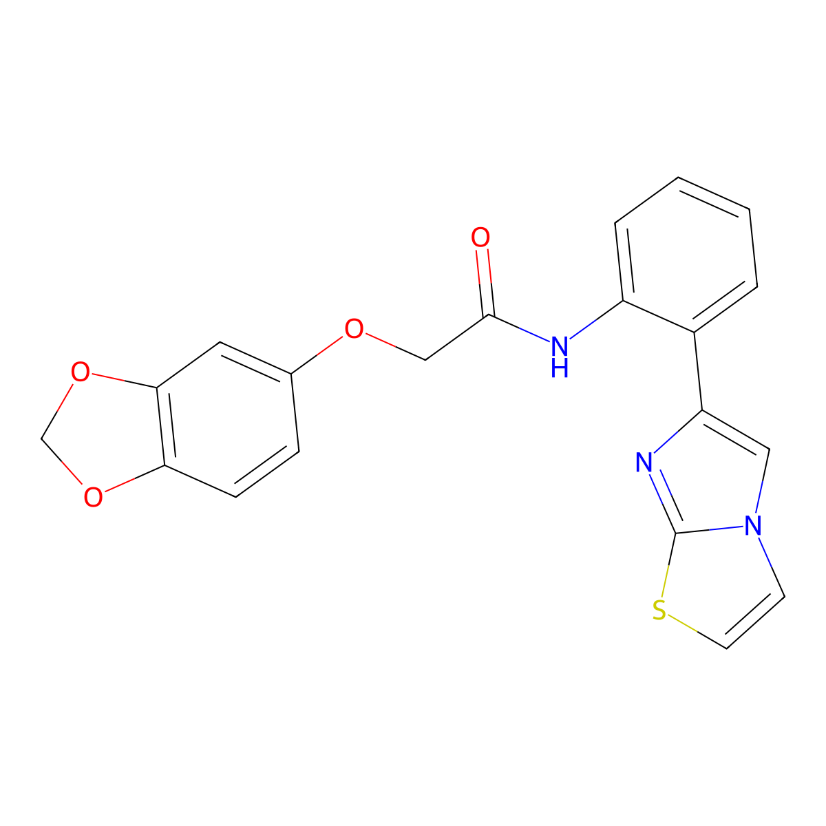 2-(2H-1,3-benzodioxol-5-yloxy)-N-(2-{imidazo[2,1-b][1,3]thiazol-6-yl}phenyl)acetamide molecular structure, CAS 1788914-39-5