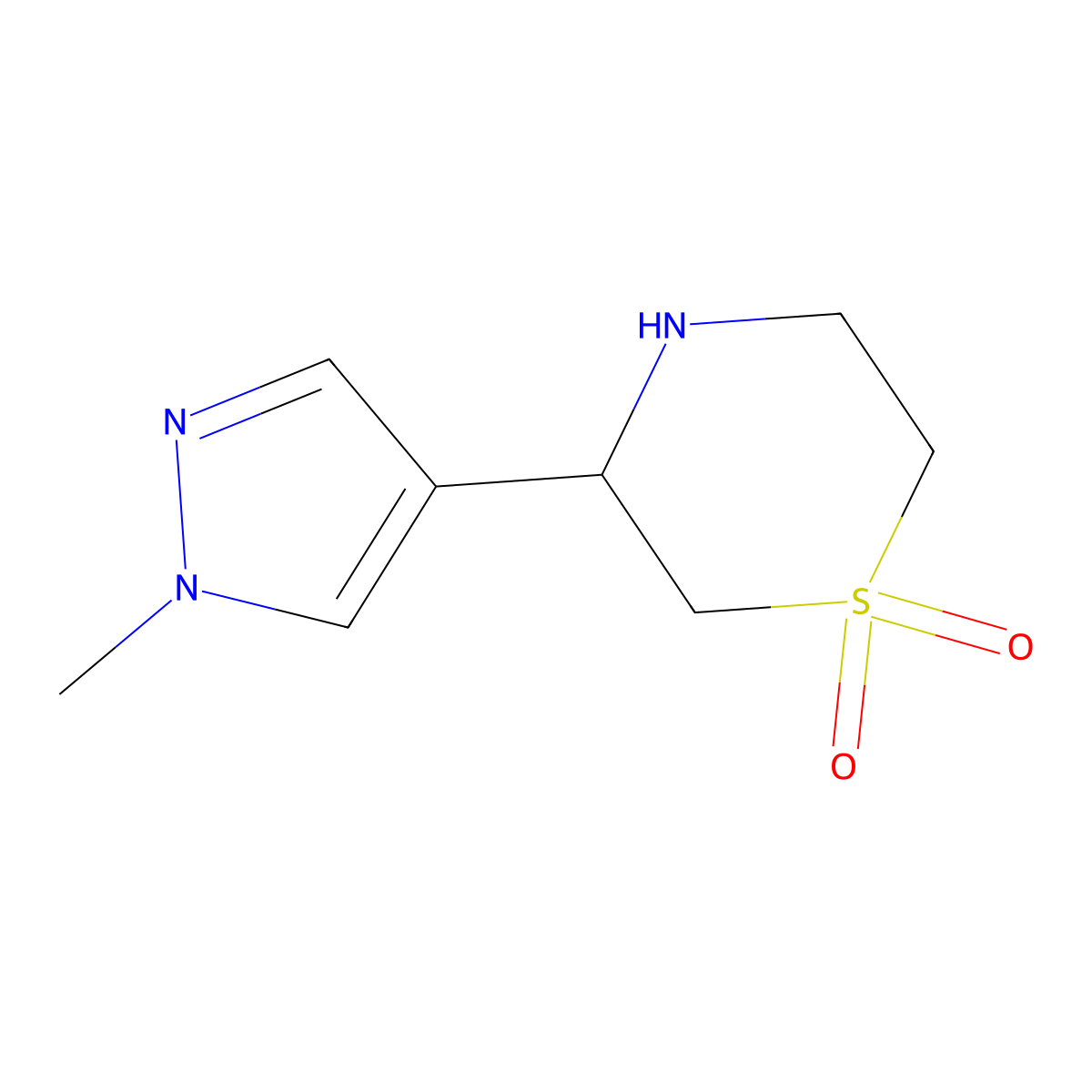 3-(1-Methyl-1H-pyrazol-4-yl)thiomorpholine 1,1-dioxide molecular structure, CAS 1788946-81-5
