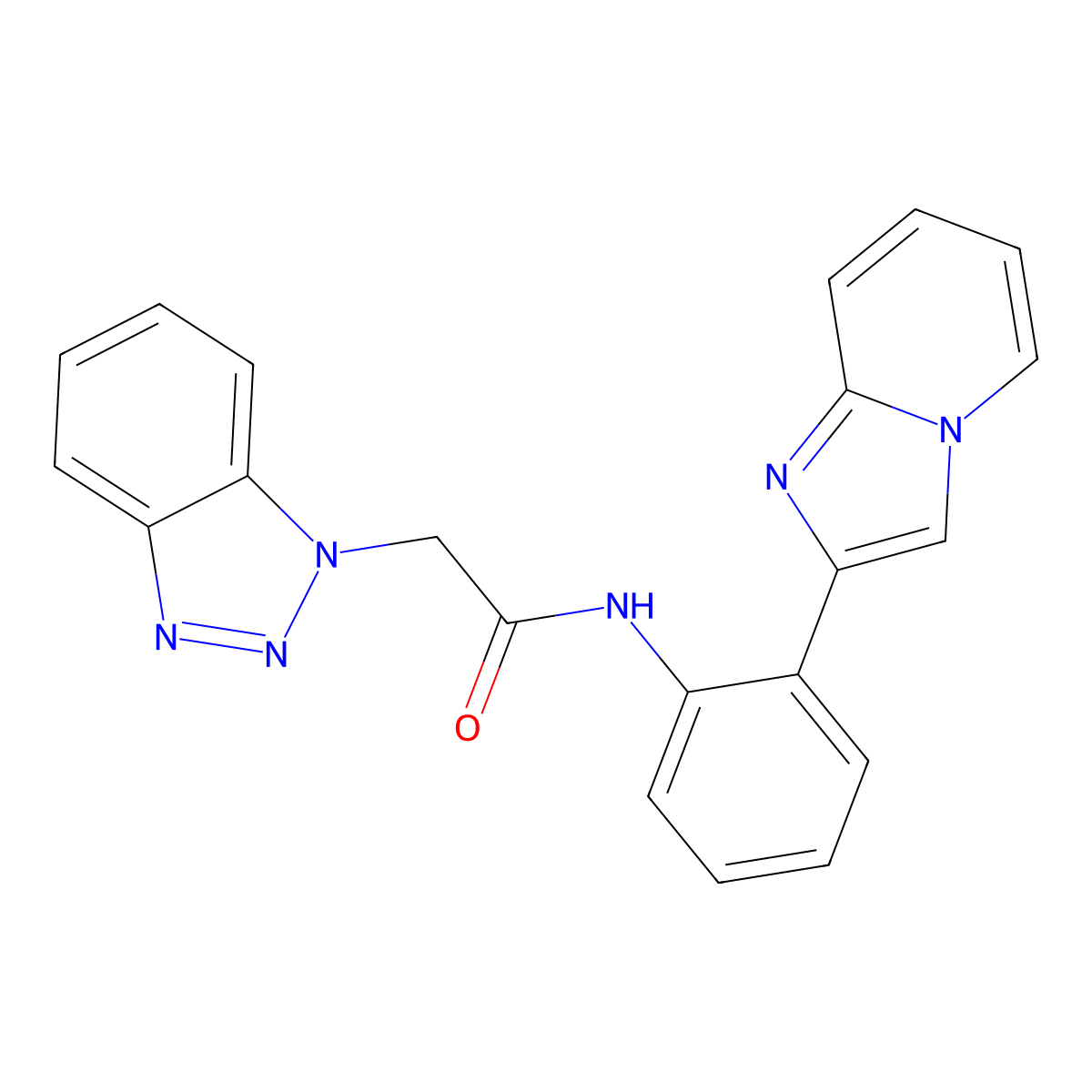 2-(1H-benzo[d][1,2,3]triazol-1-yl)-N-(2-(imidazo[1,2-a]pyridin-2-yl)phenyl)acetamide molecular structure, CAS 1788948-68-4