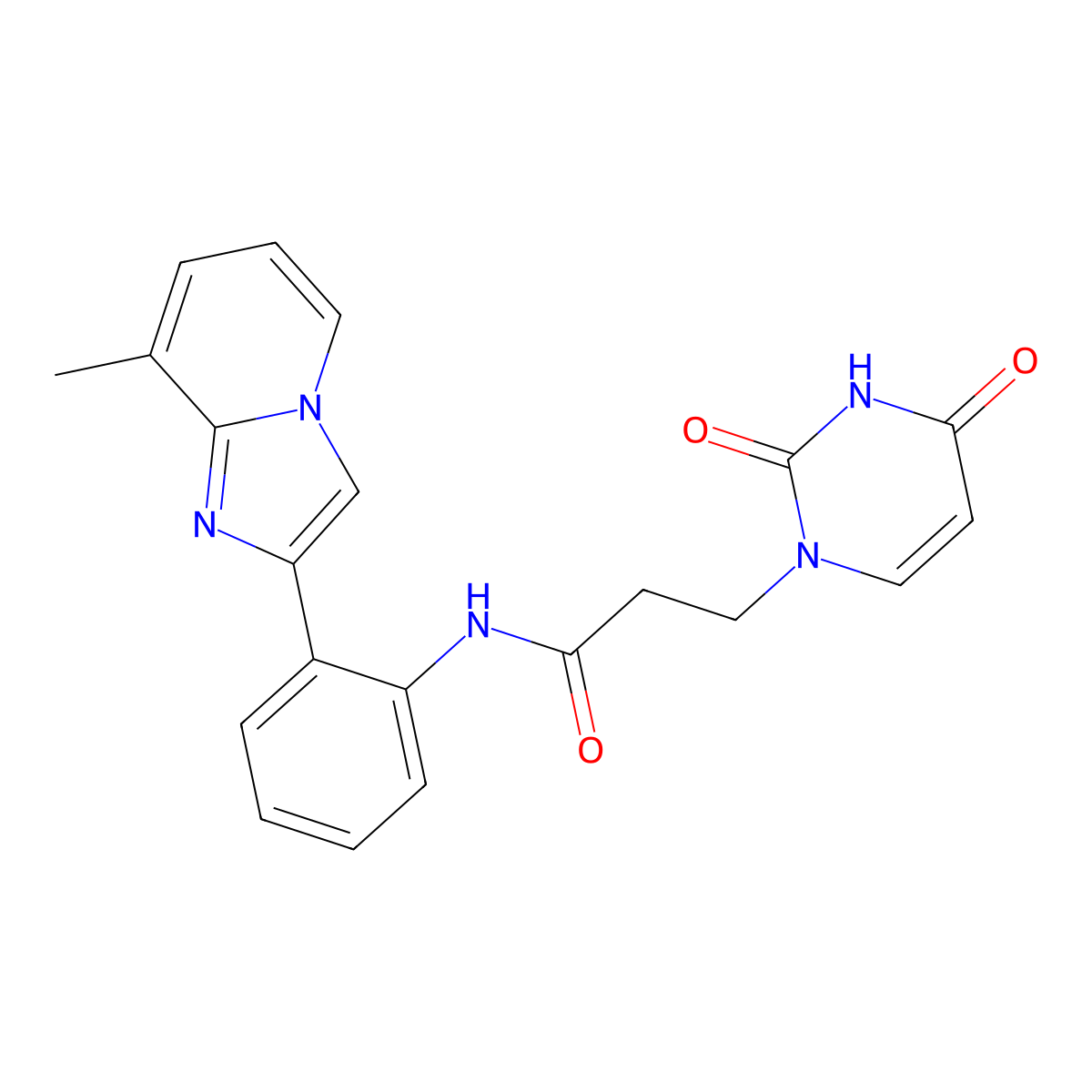 3-(2,4-dioxo-3,4-dihydropyrimidin-1(2H)-yl)-N-(2-(8-methylimidazo[1,2-a]pyridin-2-yl)phenyl)propanamide molecular structure, CAS 1788948-82-2