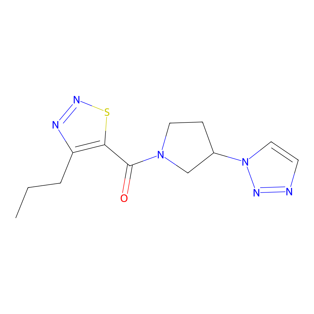 (3-(1H-1,2,3-triazol-1-yl)pyrrolidin-1-yl)(4-propyl-1,2,3-thiadiazol-5-yl)methanone molecular structure, CAS 1788949-72-3