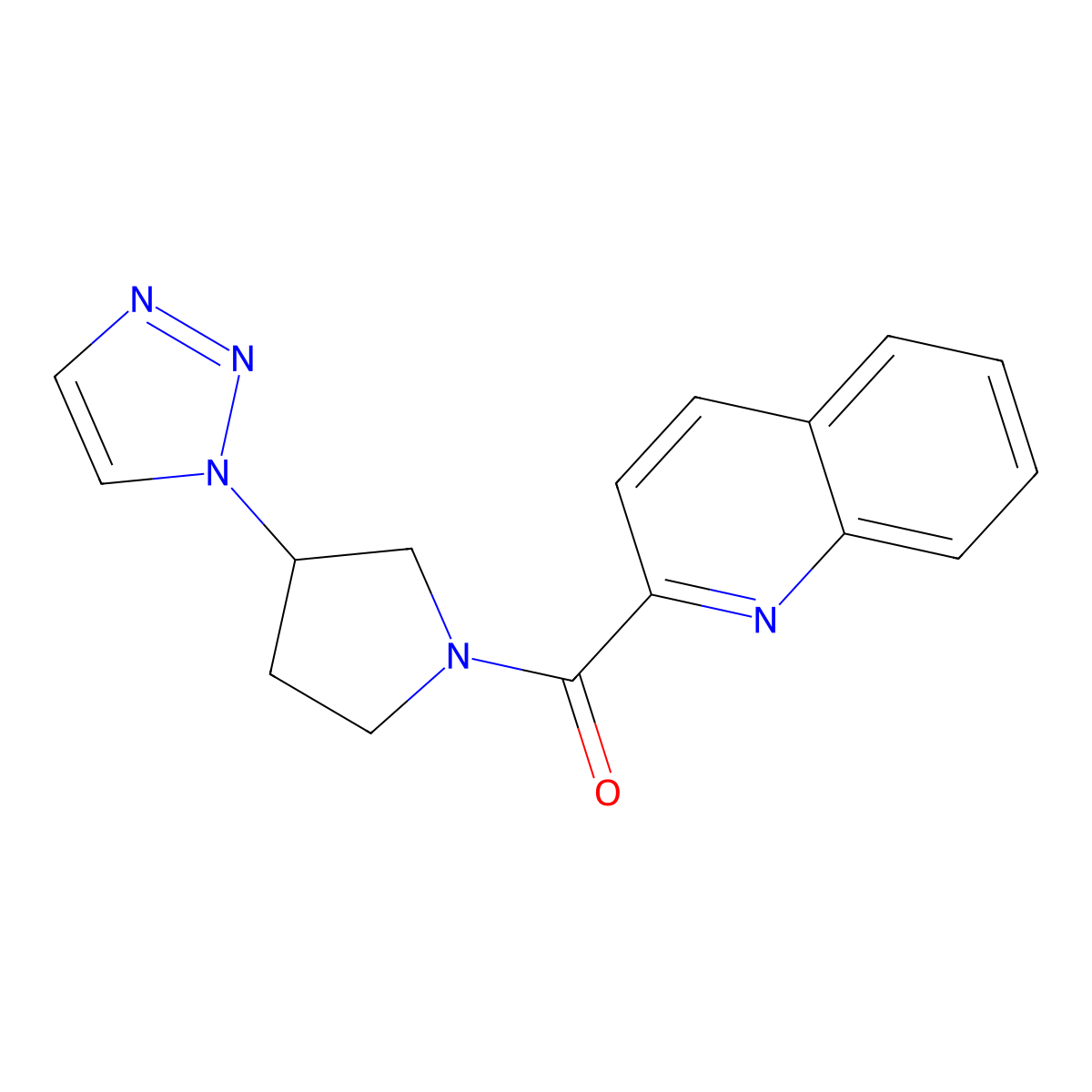 (3-(1H-1,2,3-triazol-1-yl)pyrrolidin-1-yl)(quinolin-2-yl)methanone molecular structure, CAS 1788949-89-2