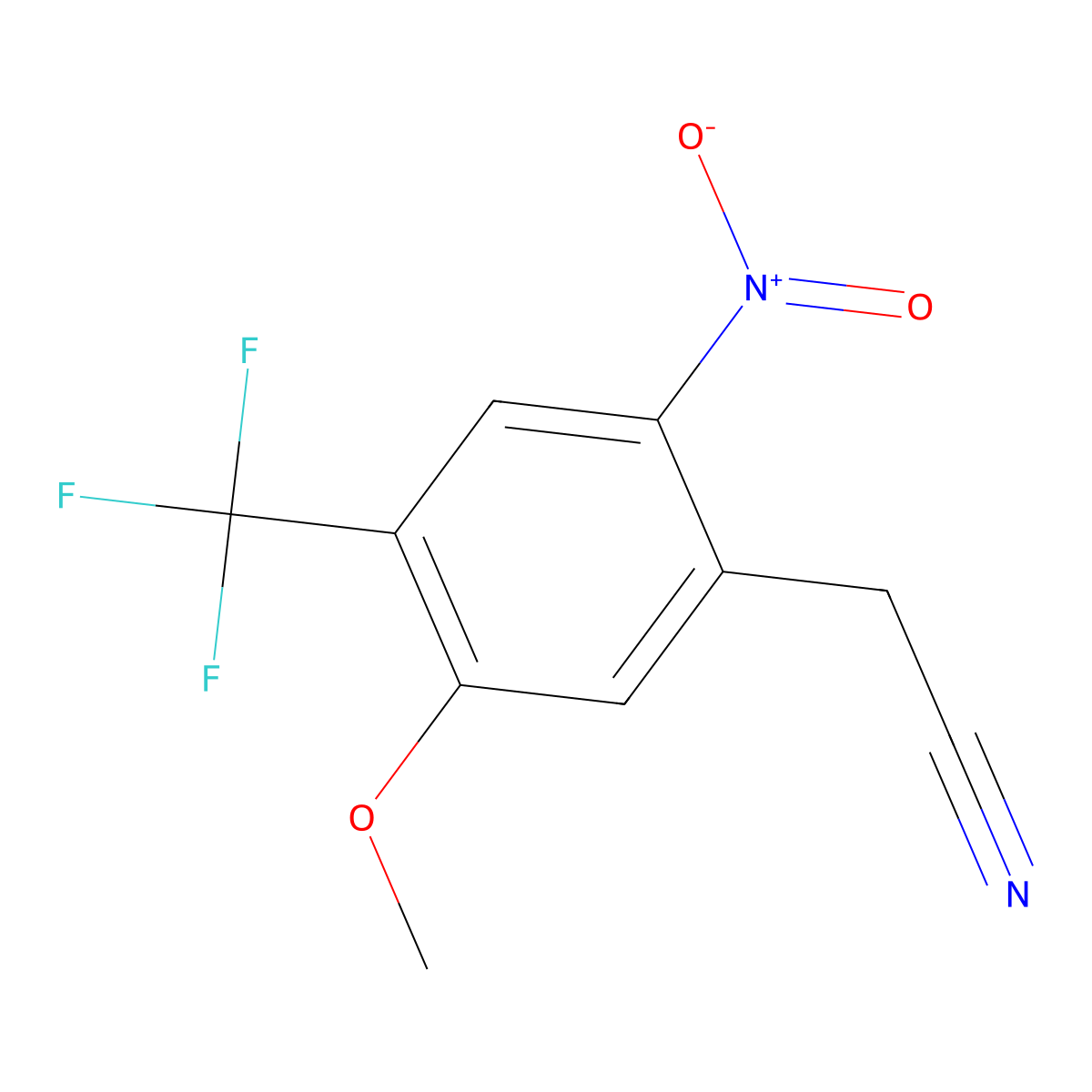 5-Methoxy-2-nitro-4-(trifluoromethyl)benzene acetonitrile molecular structure, CAS 178896-77-0