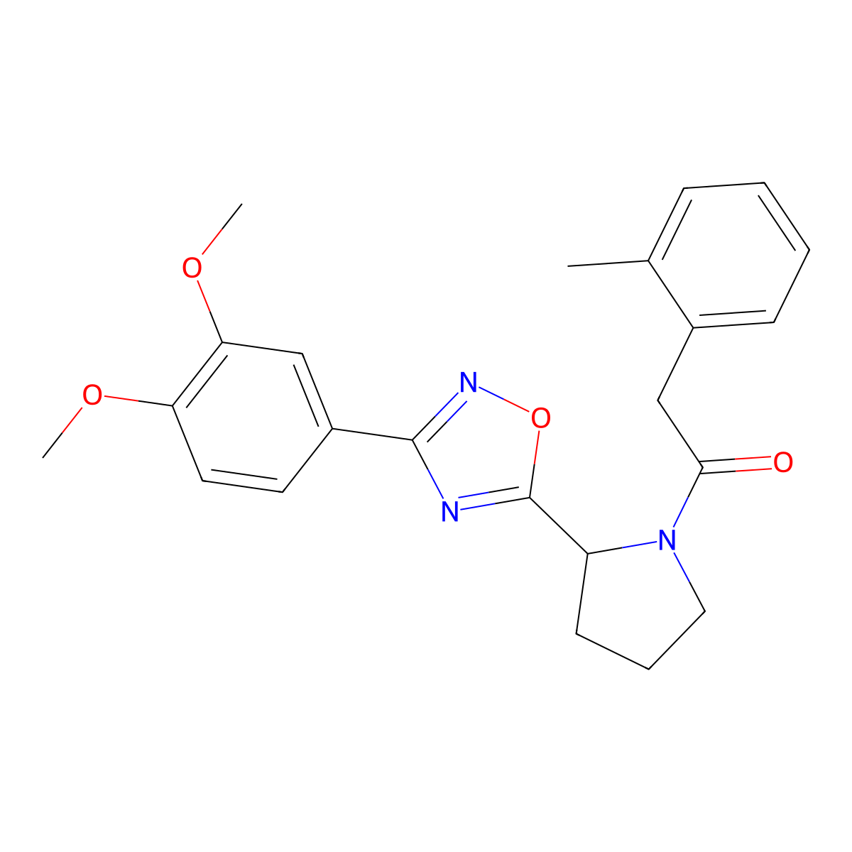 3-(3,4-Dimethoxyphenyl)-5-{1-[(2-methylphenyl)acetyl]pyrrolidin-2-yl}-1,2,4-oxadiazole molecular structure, CAS 1788979-23-6