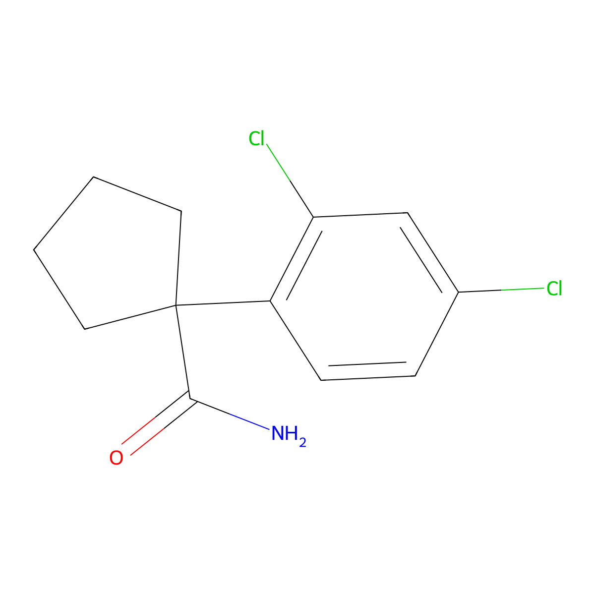 1-(2,4-Dichlorophenyl)cyclopentanecarboxamide molecular structure, CAS 1788984-22-4